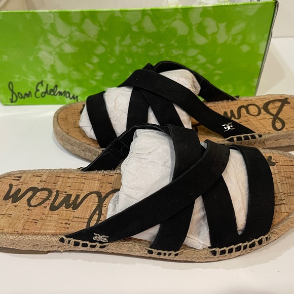 New Black Sam Edelman Espadrille Sandals Size 8.5 - Picture 1 of 5